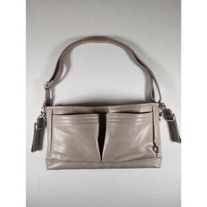 OiOi Pram Caddy Oatmeal Vegan Leather Stroller Bag W/ Attachable Shoulder Strap